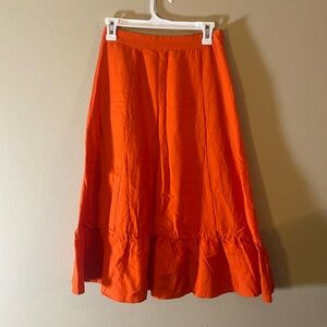 NWT Bright Orange opt Viscose/Linen Blend A-line Skirt Sz S